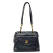 CHANEL Vintage Front Pocket Caviar Leather Shoulder Bag Black