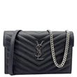 YVES SAINT LAURENT Cassandre Leather Wallet On Chain Crossbody Bag Black