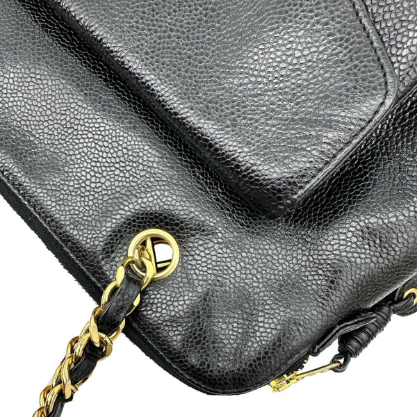 CHANEL Vintage Front Pocket Caviar Leather Shoulder Bag Black