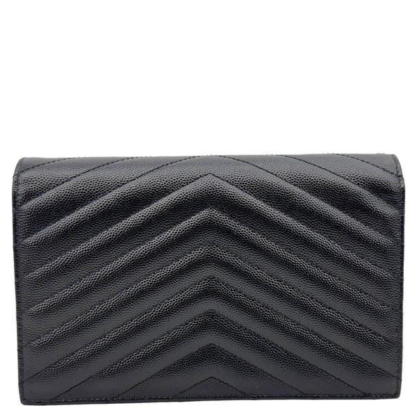 YVES SAINT LAURENT Cassandre Leather Wallet On Chain Crossbody Bag Black