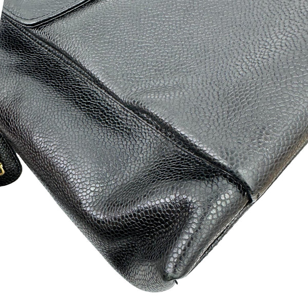 CHANEL Vintage Front Pocket Caviar Leather Shoulder Bag Black