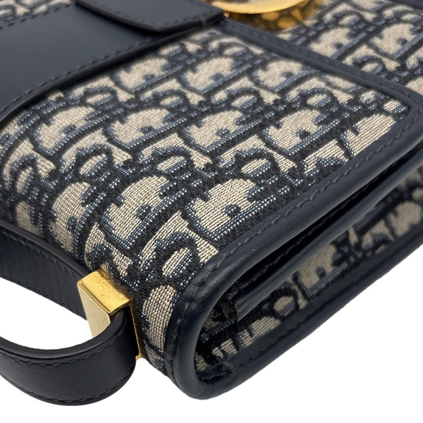 CHRISTIAN DIOR 30 Montaigne Oblique Jacquard Crossbody Bag Navy Blue