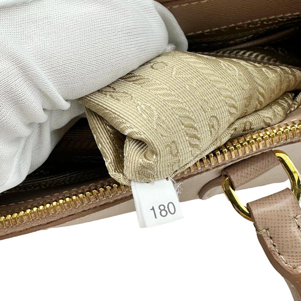 PRADA Galleria Double Zip Saffiano Leather Top Handle Tote Bag Powder Pink