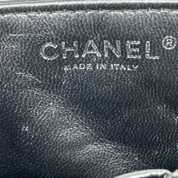 CHANEL Classic East West Flap Quilted Patent Leather Shoulder Bag Black