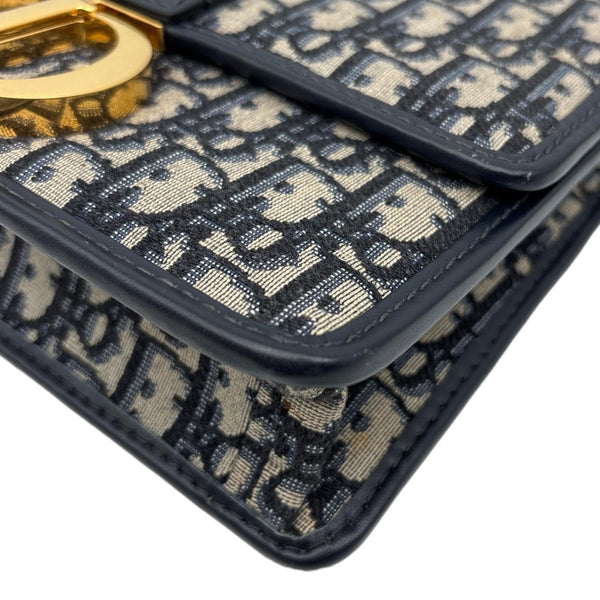 CHRISTIAN DIOR 30 Montaigne Oblique Jacquard Crossbody Bag Navy Blue