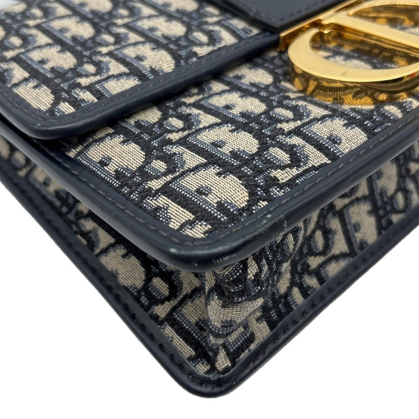 CHRISTIAN DIOR 30 Montaigne Oblique Jacquard Crossbody Bag Navy Blue