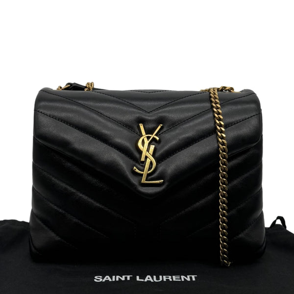 YVES SAINT LAURENT Loulou Quilted Calfskin Leather Shoulder Bag Black