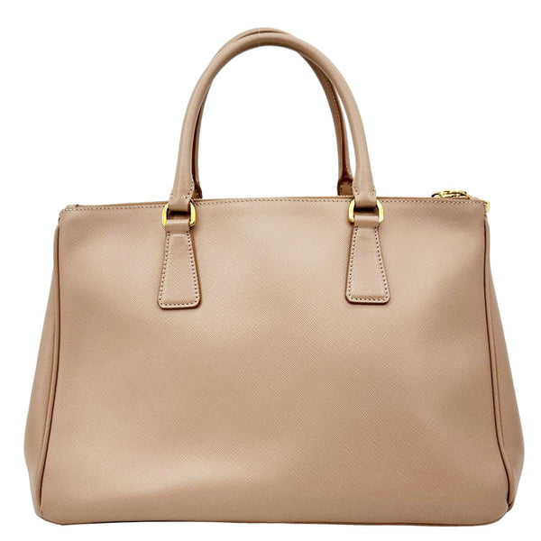 PRADA Galleria Double Zip Saffiano Leather Top Handle Tote Bag Powder Pink