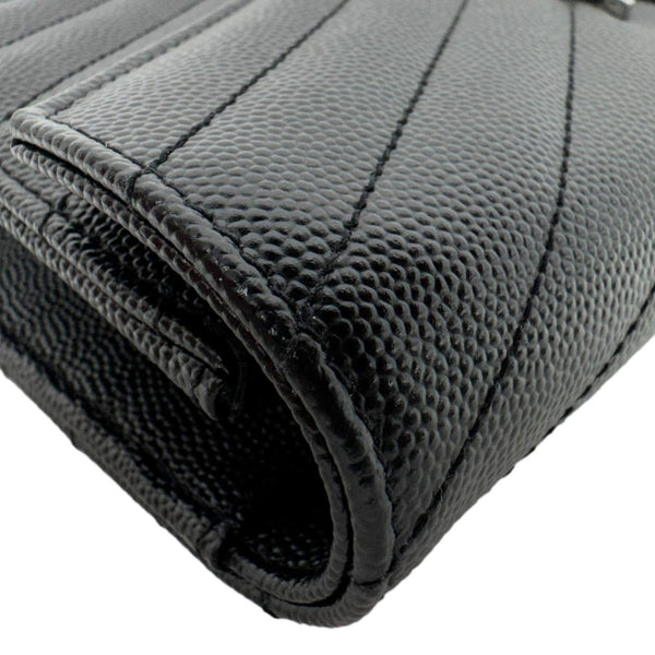 YVES SAINT LAURENT Cassandre Leather Wallet On Chain Crossbody Bag Black