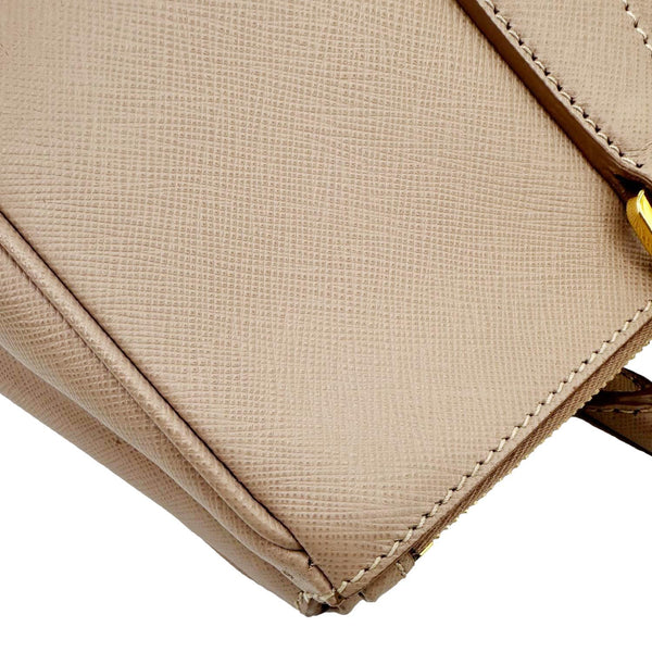 PRADA Galleria Double Zip Saffiano Leather Top Handle Tote Bag Powder Pink
