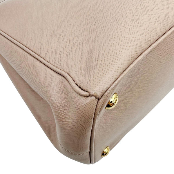 PRADA Galleria Double Zip Saffiano Leather Top Handle Tote Bag Powder Pink