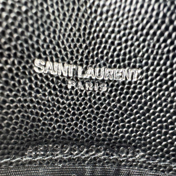 YVES SAINT LAURENT Cassandre Leather Wallet On Chain Crossbody Bag Black