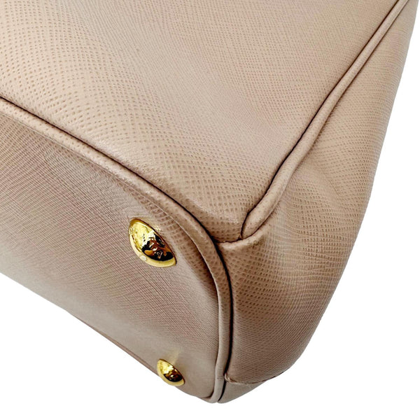 PRADA Galleria Double Zip Saffiano Leather Top Handle Tote Bag Powder Pink