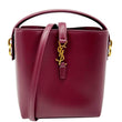 YVES SAINT LAURENT Le 37 Mini Shiny Leather Bucket Bag Burgundy