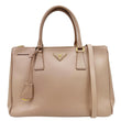 PRADA Galleria Double Zip Saffiano Leather Top Handle Tote Bag Powder Pink