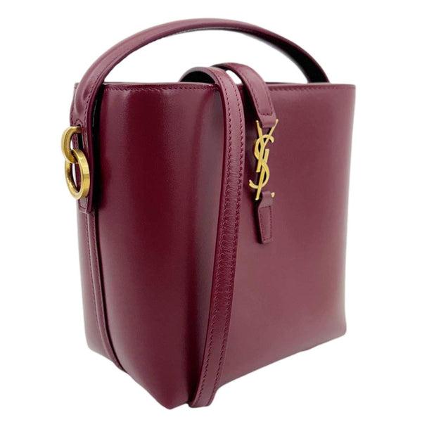 YVES SAINT LAURENT Le 37 Mini Shiny Leather Bucket Bag Burgundy