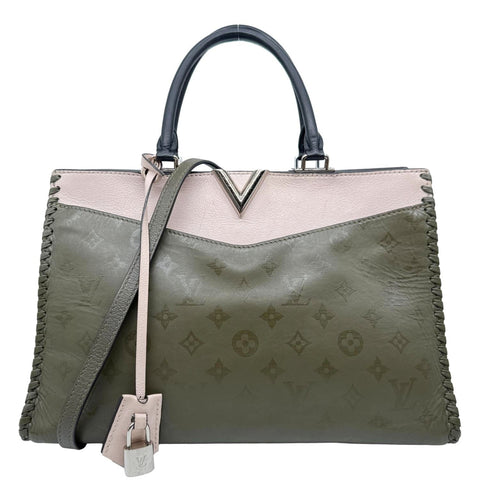 LOUIS VUITTON Very Zipped Monogram Leather Tote Shoulder Bag Green