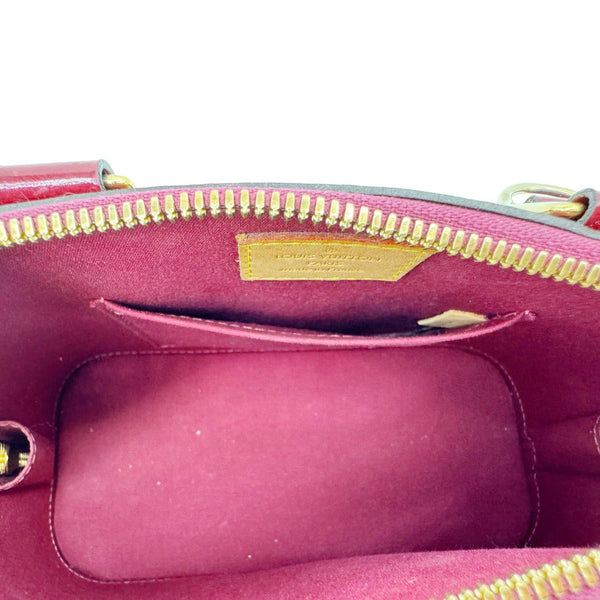 LOUIS VUITTON Alma BB Monogram Vernis Satchel Bag Red