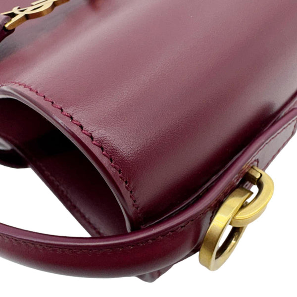 YVES SAINT LAURENT Le 37 Mini Shiny Leather Bucket Bag Burgundy