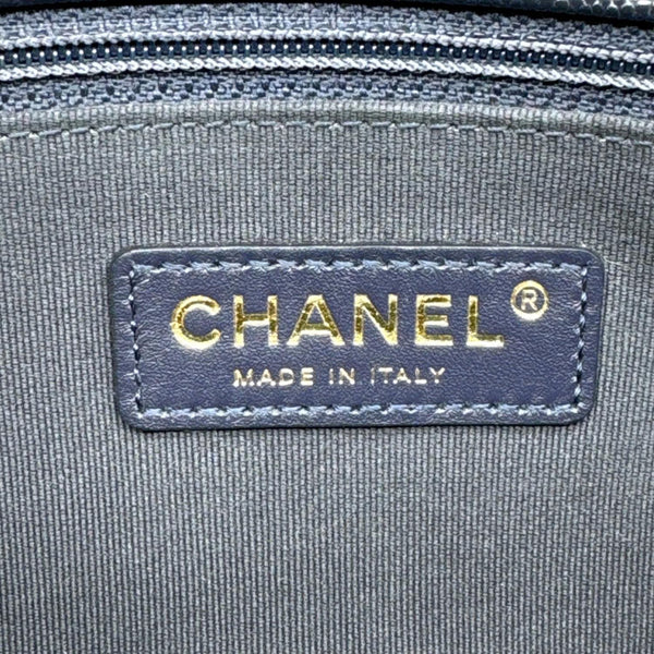 CHANEL CC You Flap Small Quilted Caviar Leather Crossbody Bag Navy Blue