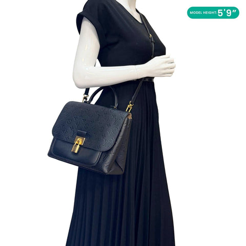 LOUIS VUITTON Marignan Empreinte Leather Shoulder Bag Black