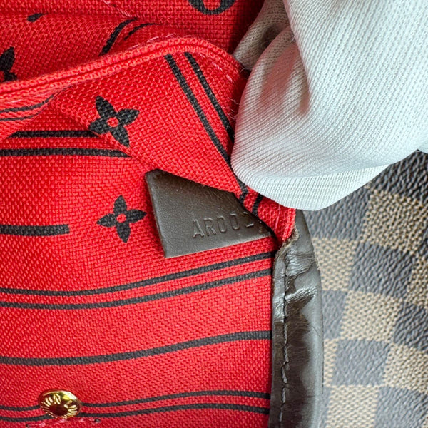 LOUIS VUITTON Neverfull MM Damier Ebene Tote Bag Brown