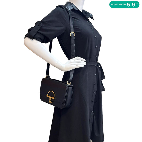 GUCCI Siena Leather Shoulder Bag Black 846705