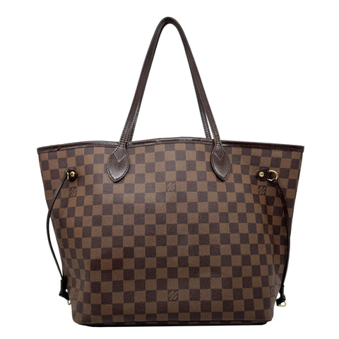 LOUIS VUITTON Neverfull MM Damier Ebene Tote Bag Brown