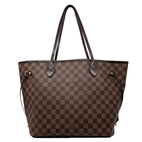 LOUIS VUITTON Neverfull MM Damier Ebene Tote Bag Brown