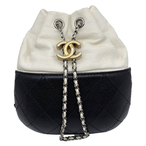 CHANEL Gabrielle Quilted Leather Bucket Bag Bicolor