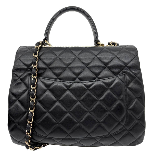 CHANEL Trendy CC Top Handle Flap Quilted Leather Shoulder Bag Black