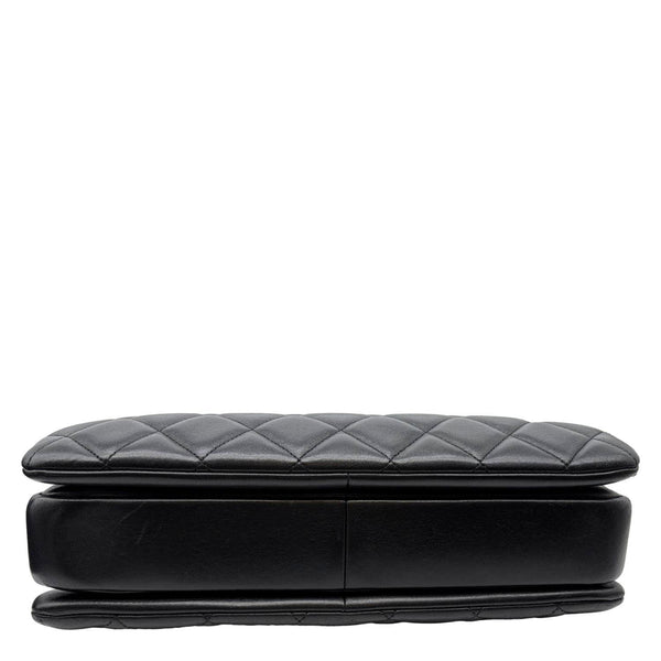 CHANEL Trendy CC Top Handle Flap Quilted Leather Shoulder Bag Black