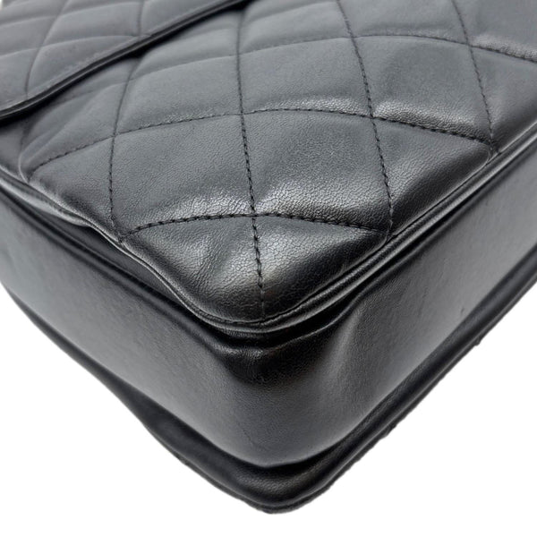 CHANEL Trendy CC Top Handle Flap Quilted Leather Shoulder Bag Black