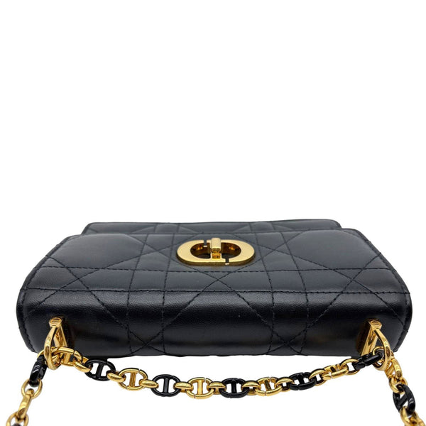 CHRISTIAN DIOR Miss Caro Mini Cannage Lambskin Leather Crossbody Bag Black