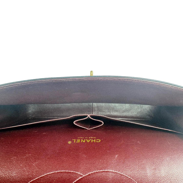 CHANEL Maxi Classic Double Flap Calfskin Leather Shoulder Bag Black