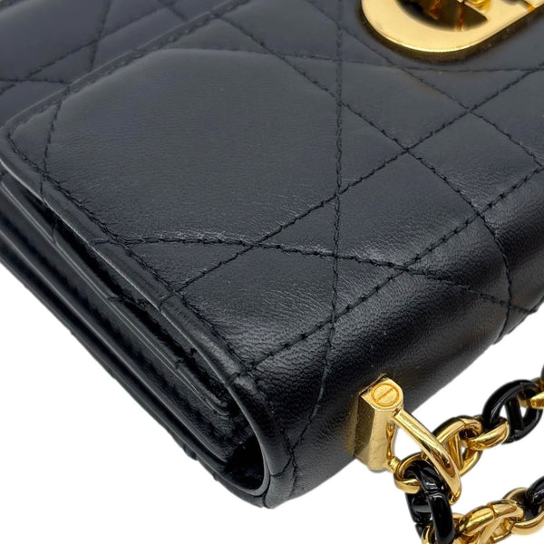 CHRISTIAN DIOR Miss Caro Mini Cannage Lambskin Leather Crossbody Bag Black