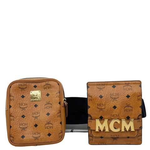 MCM Stark Modular Visetos Canvas Belt Bag Cognac