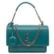 YVES SAINT LAURENT Monogram Sunset Medium Leather Satchel Crossbody Bag Green