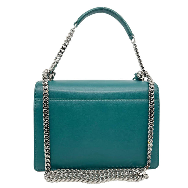 YVES SAINT LAURENT Monogram Sunset Medium Leather Satchel Crossbody Bag Green