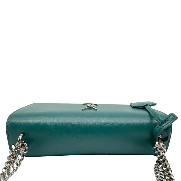 YVES SAINT LAURENT Monogram Sunset Medium Leather Satchel Crossbody Bag Green