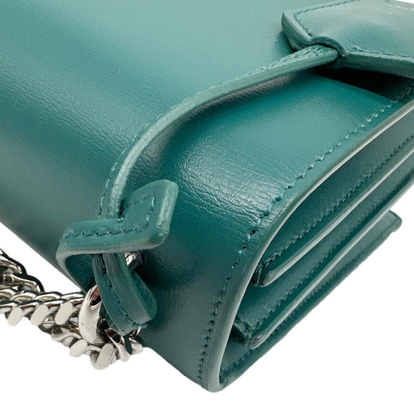 YVES SAINT LAURENT Monogram Sunset Medium Leather Satchel Crossbody Bag Green