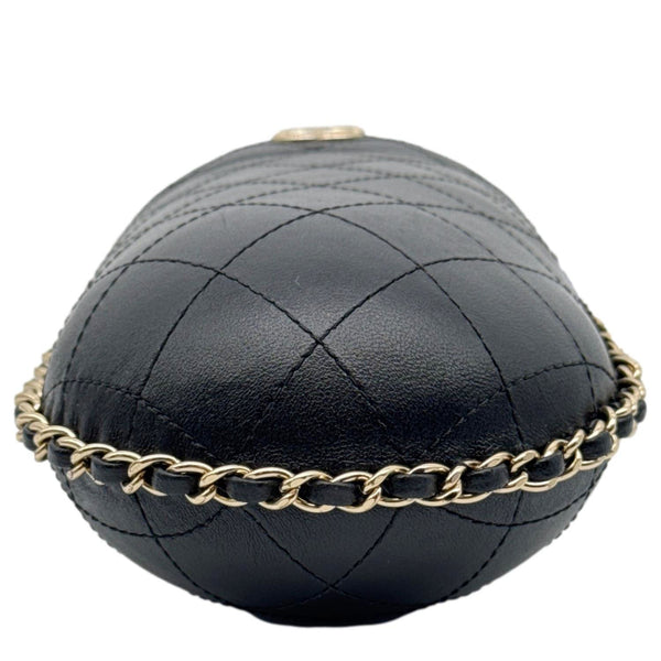 CHANEL Interlocking CC Logo Quilted Lambskin Leather Chain Around Phone Holder Black