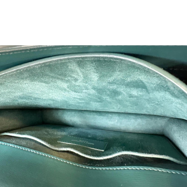 YVES SAINT LAURENT Monogram Sunset Medium Leather Satchel Crossbody Bag Green