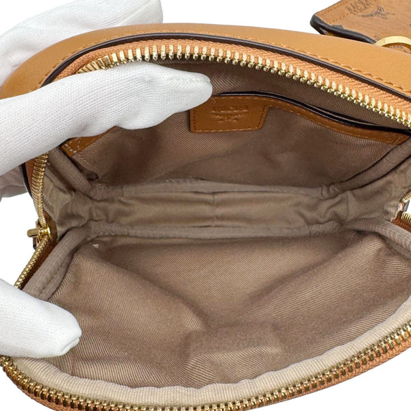 MCM Stark Modular Visetos Canvas Belt Bag Cognac