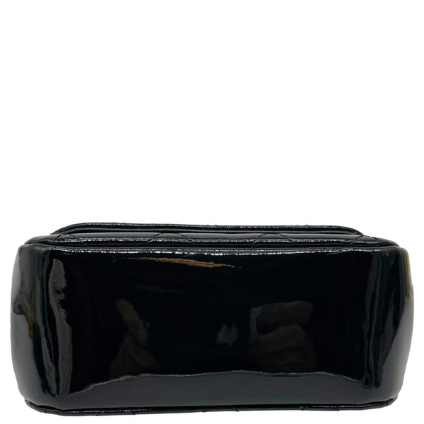 CHANEL Frame Clutch Flap With Chain Quilted Patent Leather Crossbody Bag Black