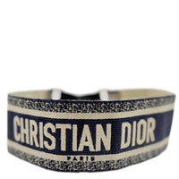 CHRISTIAN DIOR Embroidered Canvas Shoulder Strap Navy Blue