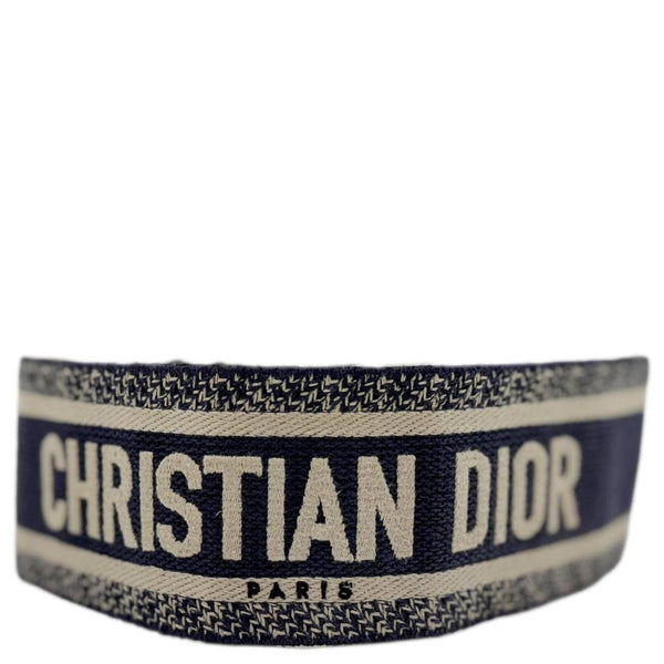 CHRISTIAN DIOR Embroidered Canvas Shoulder Strap Navy Blue