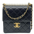 CHANEL Chic Pearls Flap Quilted Calfskin Leather Shoulder Bag Black