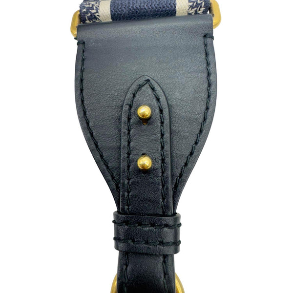 CHRISTIAN DIOR Embroidered Canvas Shoulder Strap Navy Blue