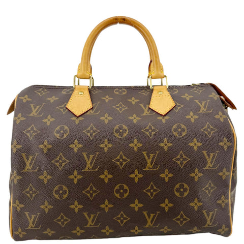 LOUIS VUITTON Speedy 30 Monogram Canvas Satchel Bag Brown